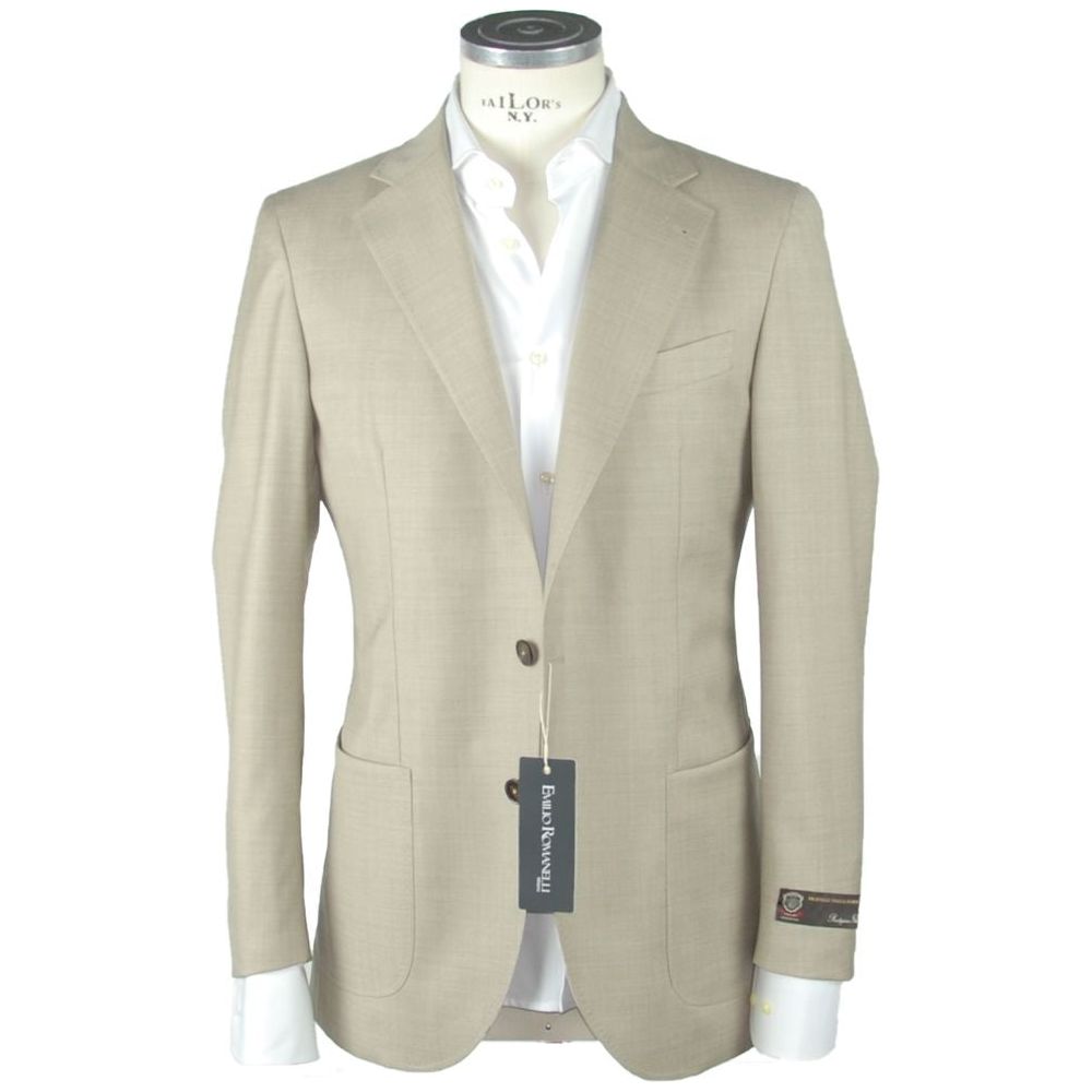 Emilio Romanelli Beige Wool Slim Blazer Emilio Romanelli