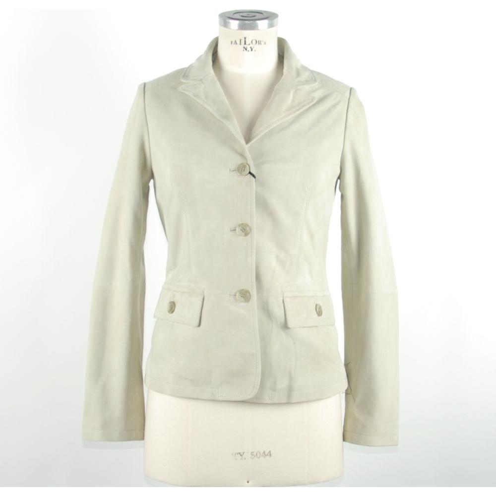 Emilio Romanelli White Leather Women Jacket Emilio Romanelli