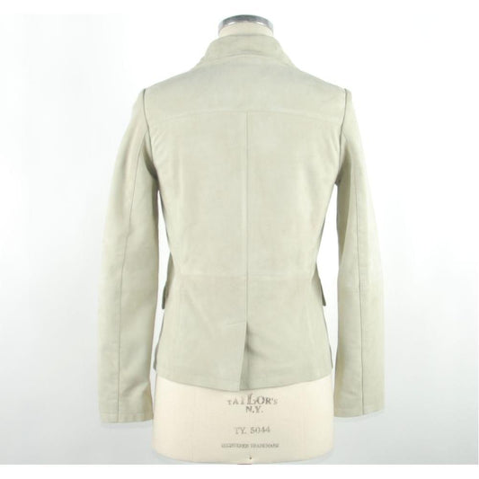 Emilio Romanelli White Leather Women Jacket Emilio Romanelli