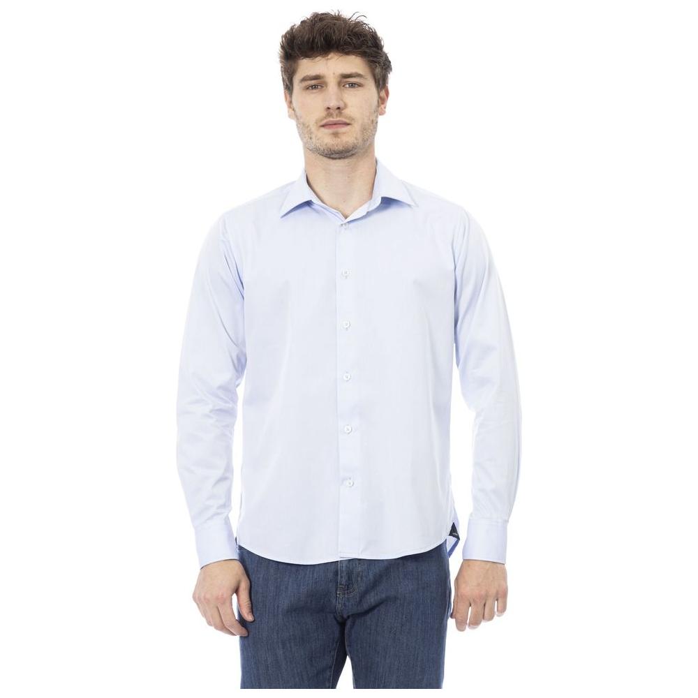 Baldinini Trend Light Blue Cotton Men Shirt Baldinini Trend