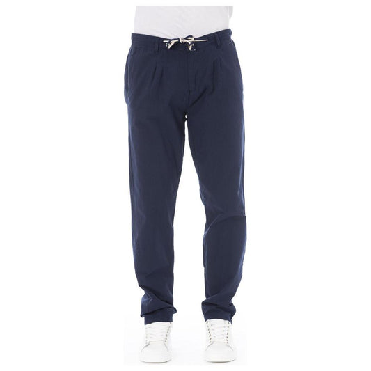 Baldinini Trend Blue Cotton Men Chino Pant Baldinini Trend