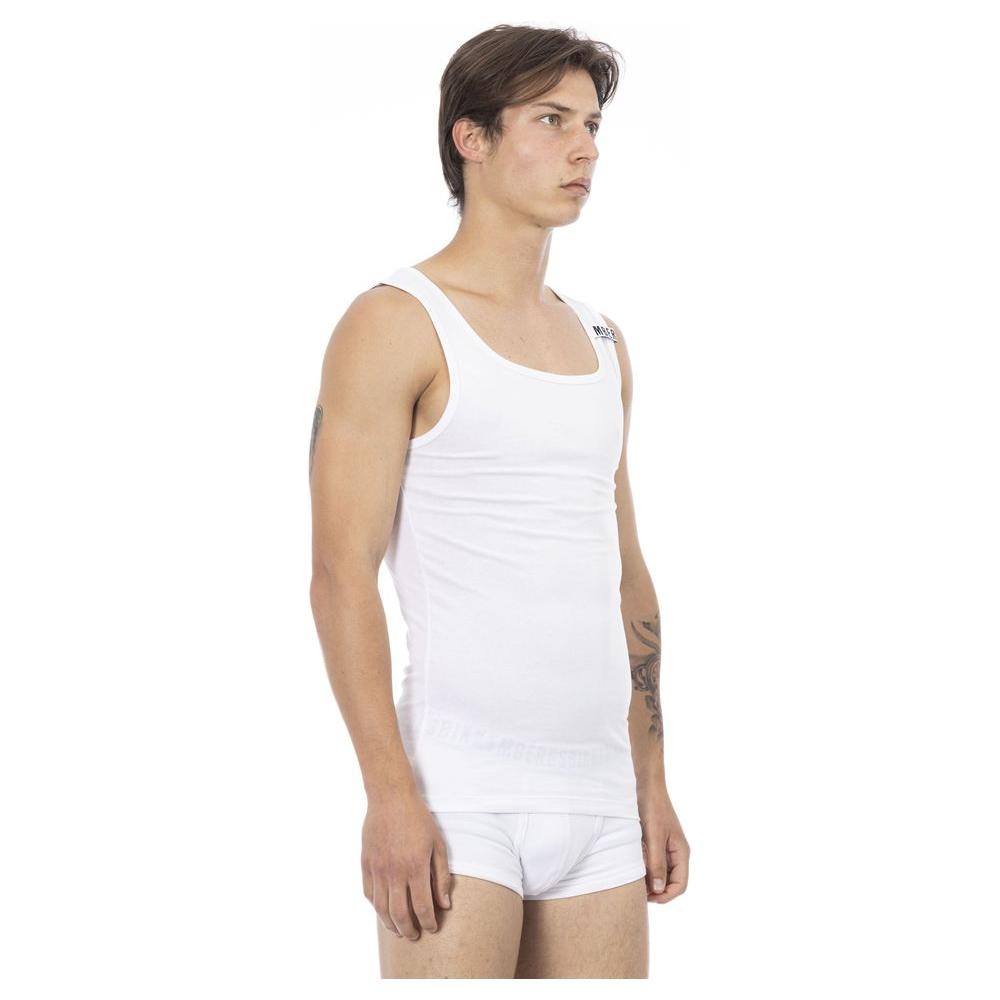 Bikkembergs White Cotton Men's Tank Top Bikkembergs