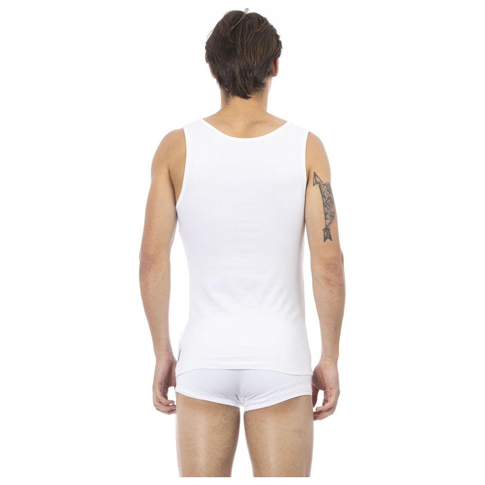 Bikkembergs White Cotton Men's Tank Top Bikkembergs