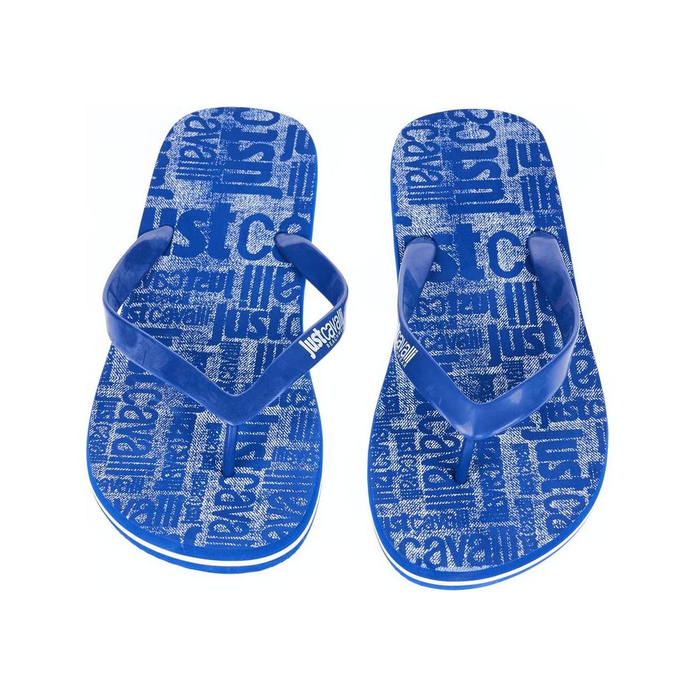 Just Cavalli Light Blue PVC Men Sandal Just Cavalli