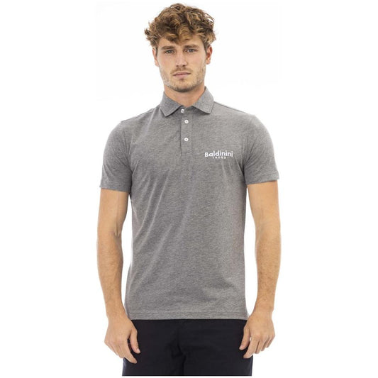 Baldinini Trend Gray Cotton Men Polo Shirt Baldinini Trend