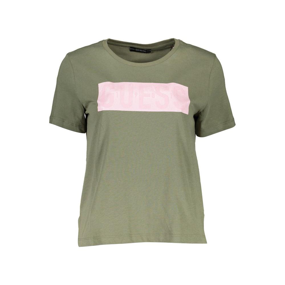 Guess Jeans Chic Green Logo Tee with Short Sleeves Guess Jeans