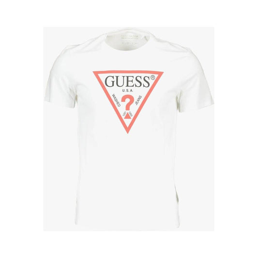 Guess Jeans Sleek Slim Fit White Tee with Logo Print Guess Jeans