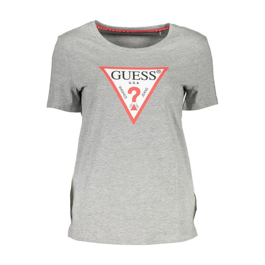 Guess Jeans Chic Gray Printed Logo Tee Guess Jeans