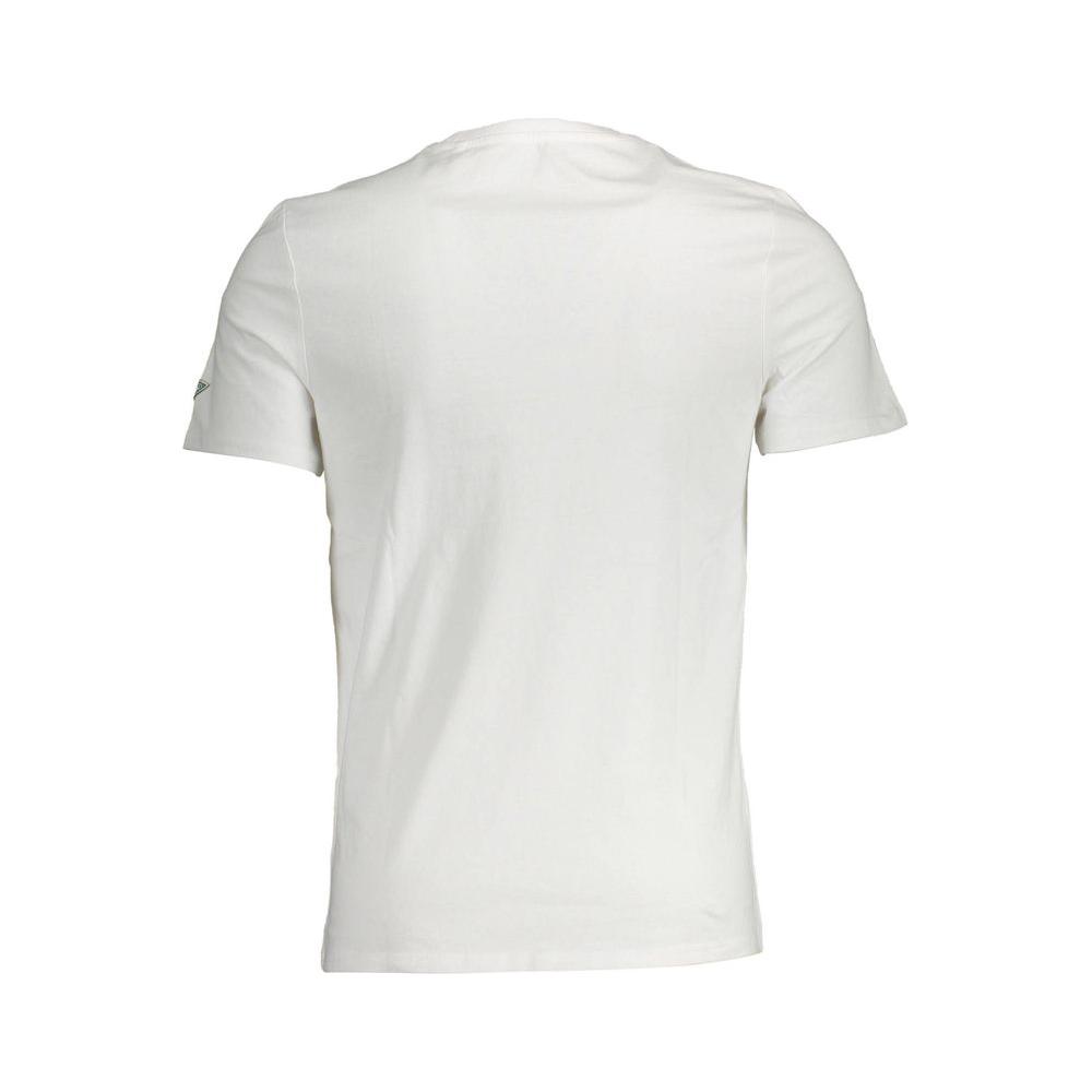 Guess Jeans Elegant Slim Fit White Tee with Print Detail Guess Jeans