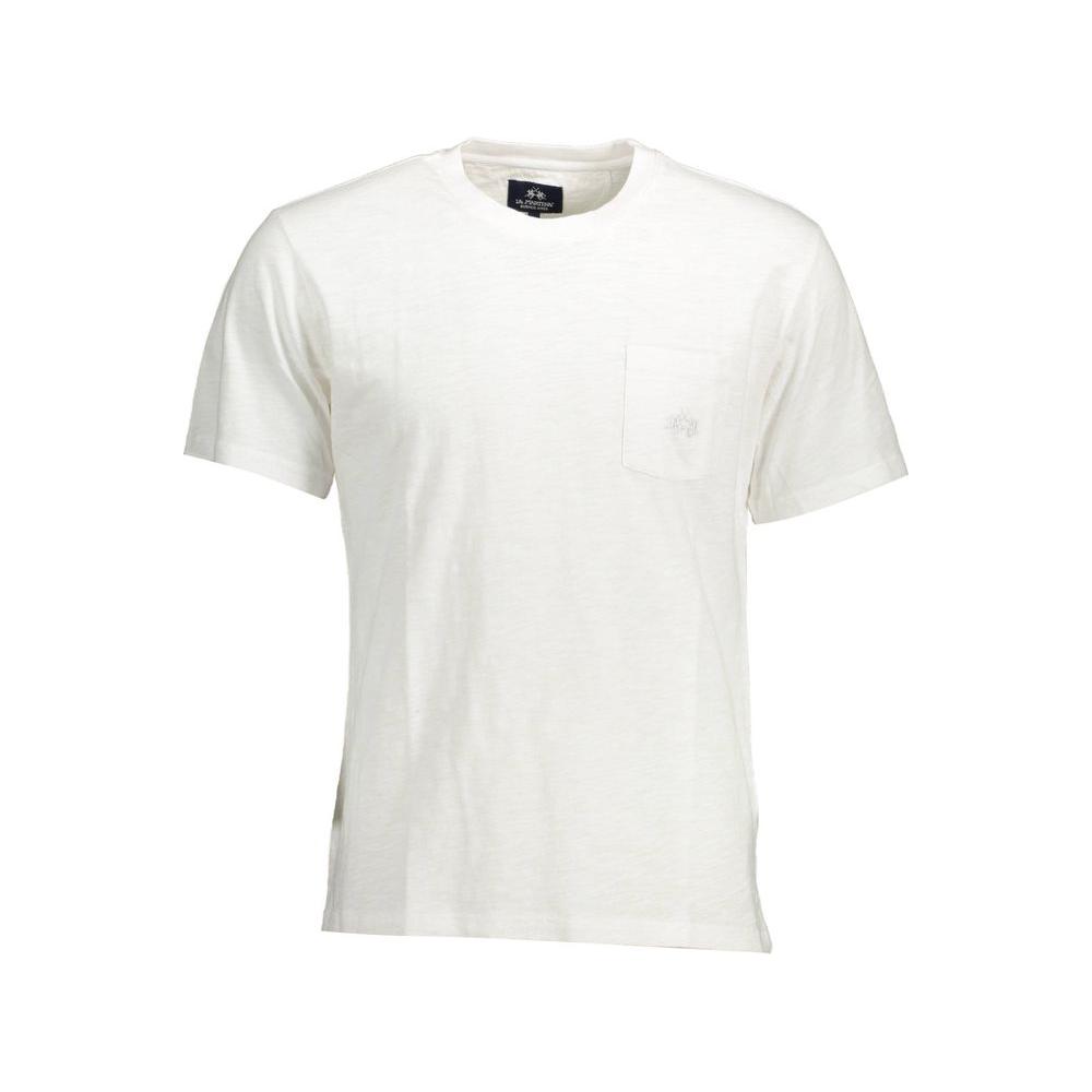 La Martina Elegant White Embroidered Pocket Tee La Martina