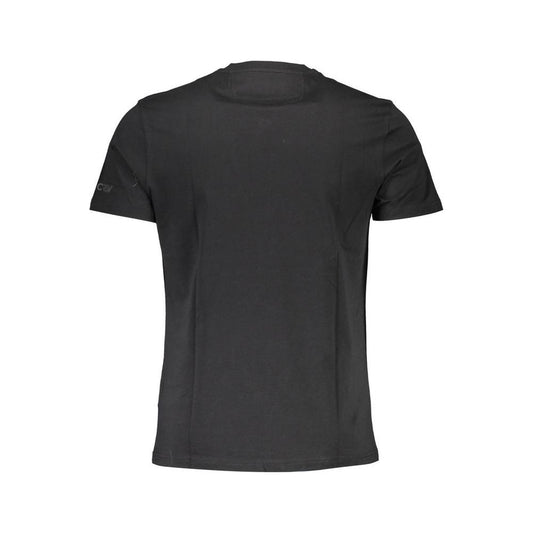 La Martina Sleek Black Cotton Tee with Elegant Print La Martina