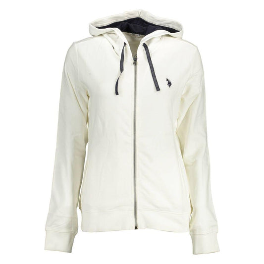 U.S. POLO ASSN. Chic White Hooded Zip Sweatshirt with Logo Detail U.S. POLO ASSN.