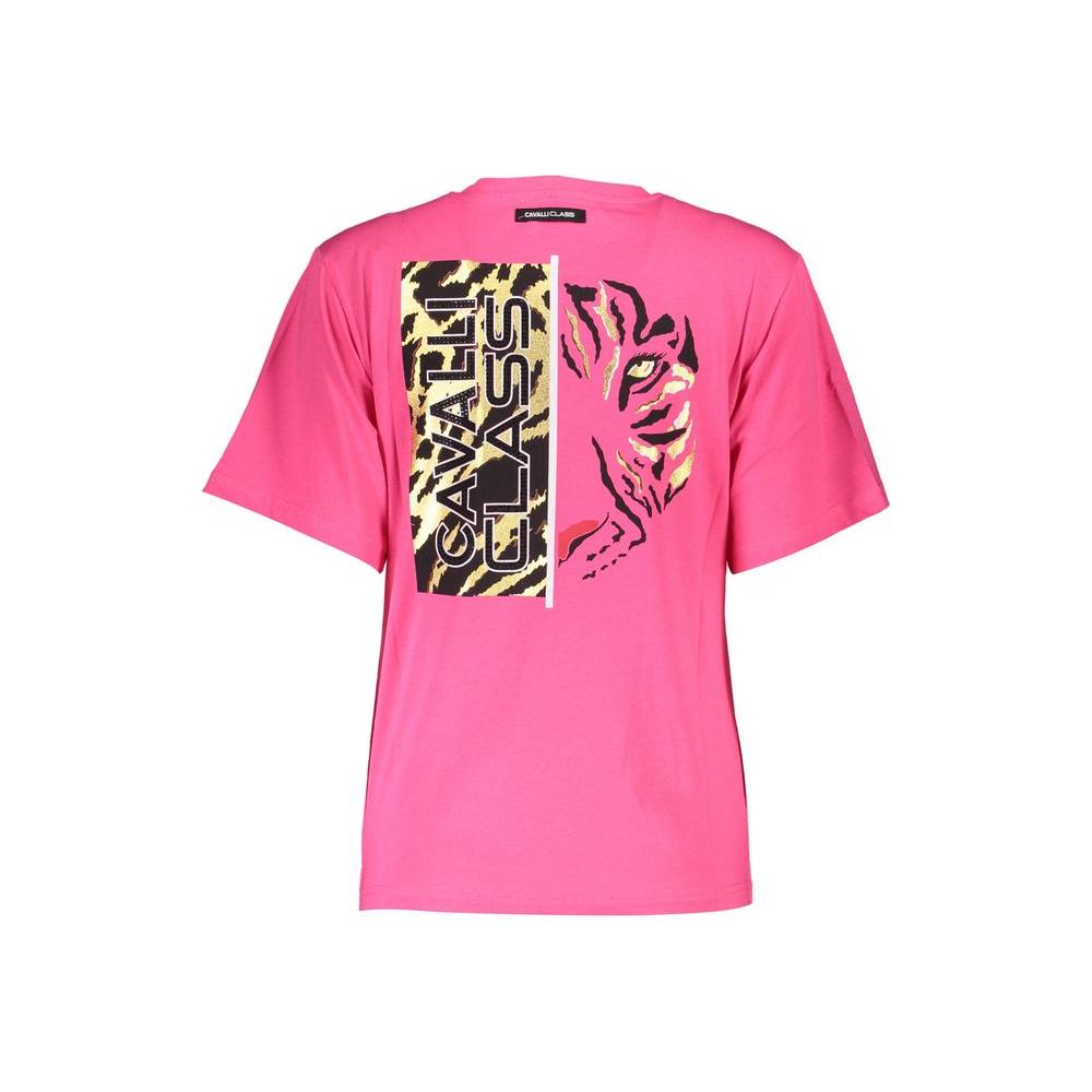 Cavalli Class Chic Pink Slim Fit Logo Tee Cavalli Class