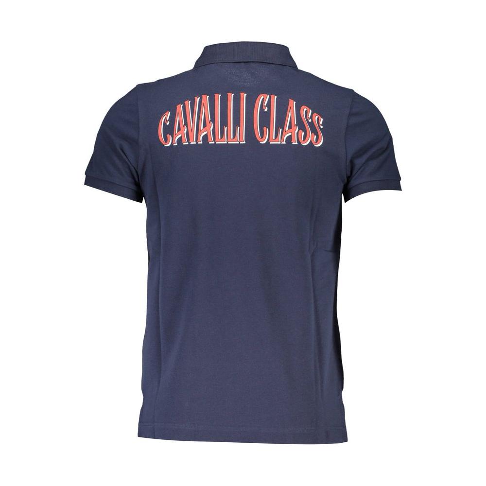 Cavalli Class Elegant Blue Cotton Polo with Chic Detailing Cavalli Class