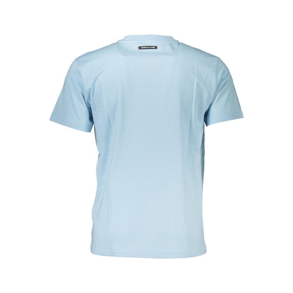 Cavalli Class Elegant Light Blue Cotton Tee with Iconic Print Cavalli Class