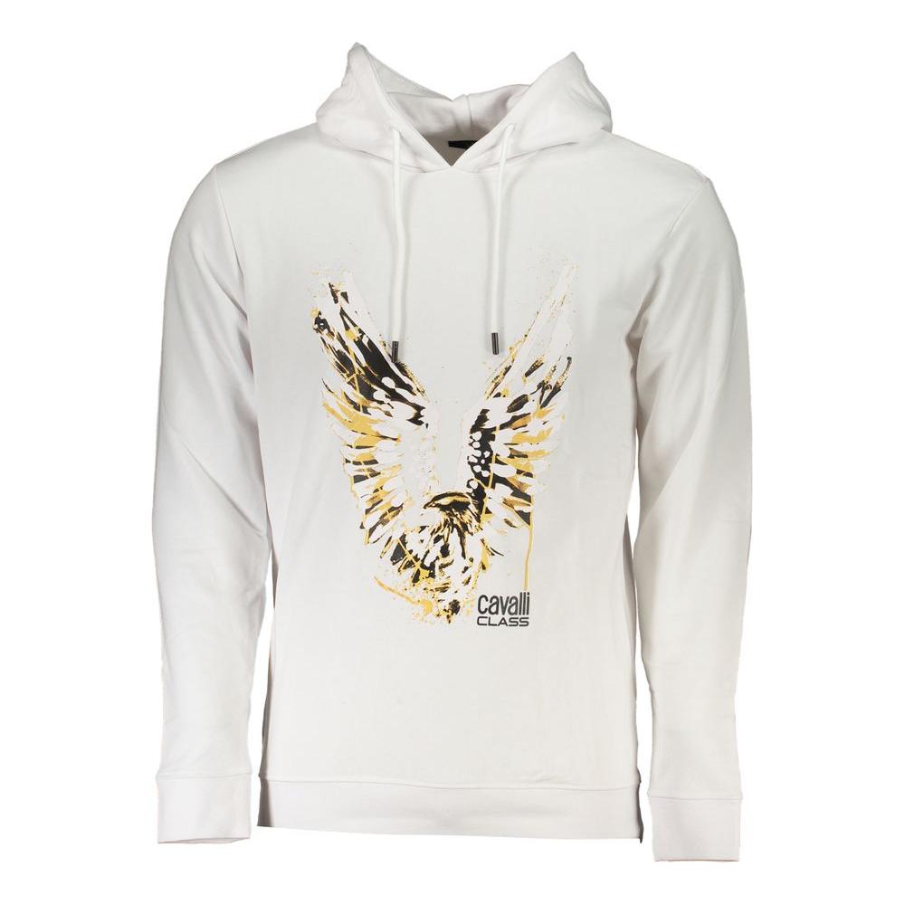 Cavalli Class Elegant Hooded Sweatshirt in White Cavalli Class