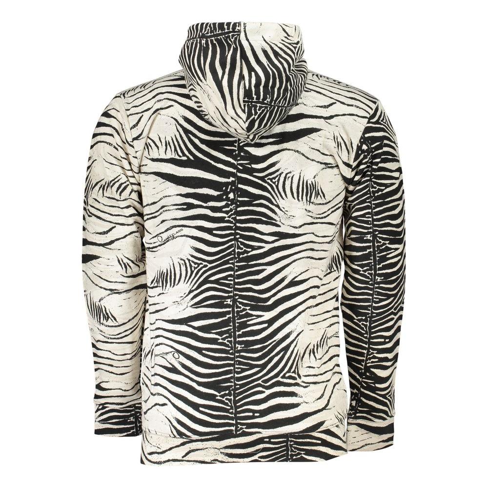 Cavalli Class Chic White Hooded Sweatshirt with Unique Pattern Cavalli Class