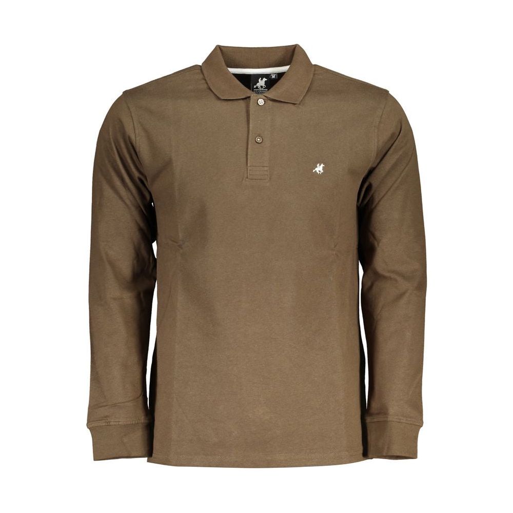 U.S. Grand Polo Elegant Long-Sleeved Brown Polo for Men U.S. Grand Polo