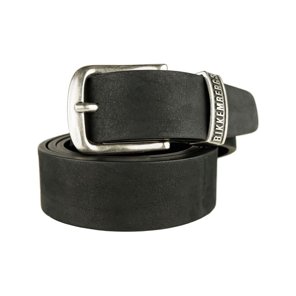 Bikkembergs Sleek Calfskin Leather Belt in Classic Black MAN BELTS Bikkembergs