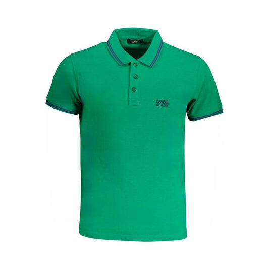 Cavalli Class Green Cotton Polo Shirt Cavalli Class