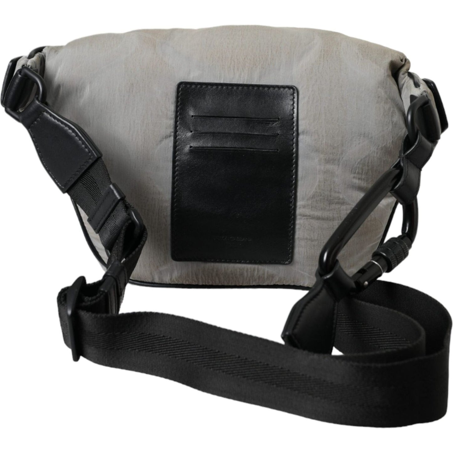 Dolce & Gabbana Silver Black Nylon Leather Logo Waist Fanny Pack Bag Dolce & Gabbana