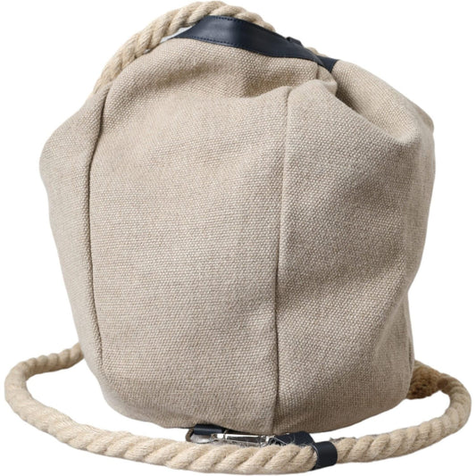 Dolce & Gabbana Beige Canvas Fabric Bucket Sack Pouch Purse Bag Dolce & Gabbana