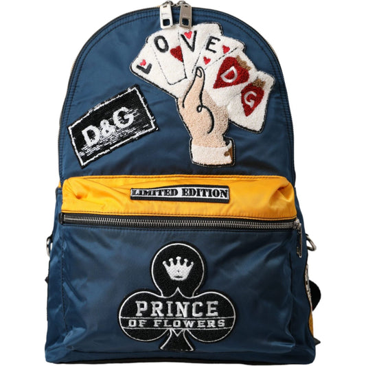 Dolce & Gabbana Blue Yellow Nylon Prince Of Heart Backpack Bag Dolce & Gabbana