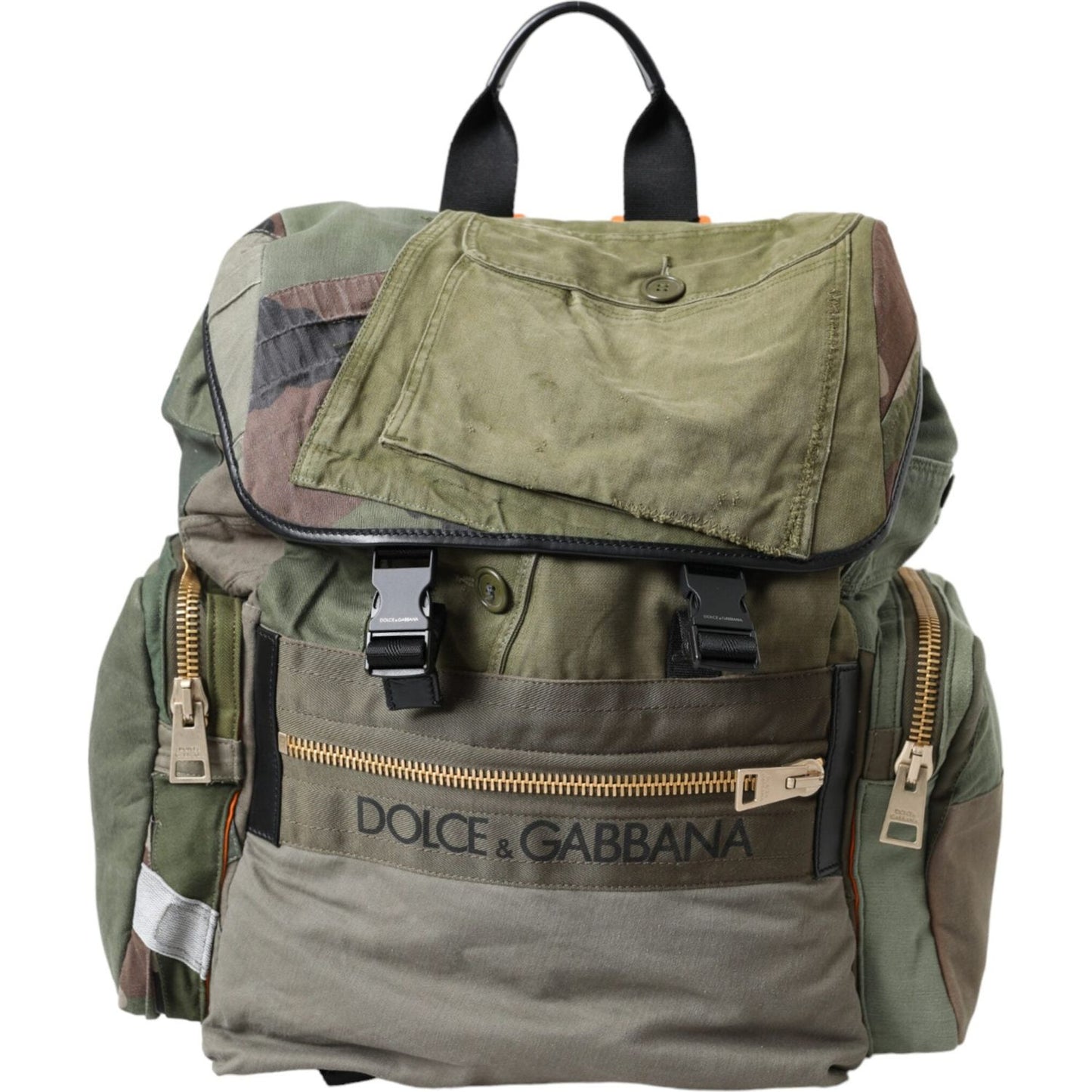 Dolce & Gabbana Military Green Patchwork Rucksack Backpack Bag Dolce & Gabbana