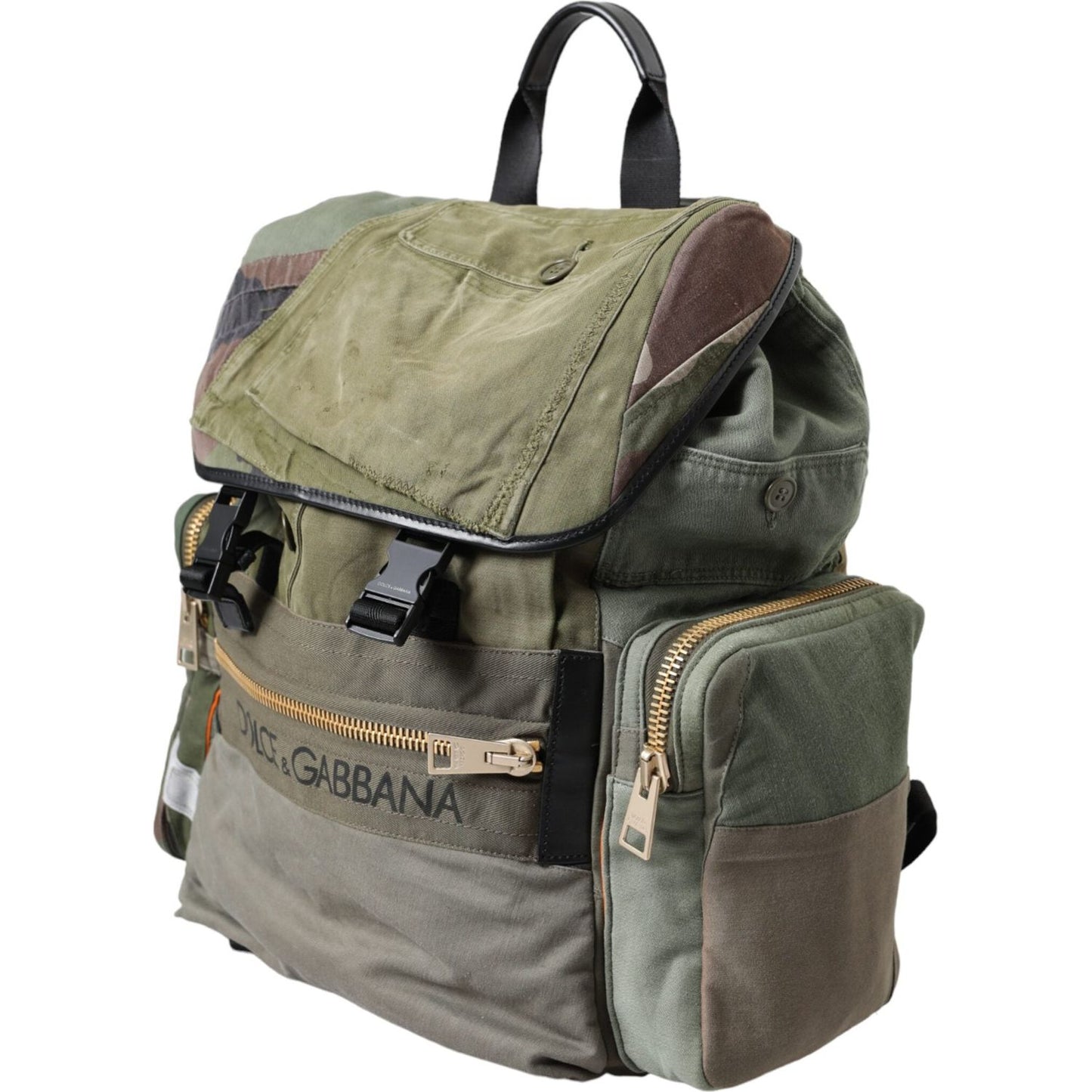 Dolce & Gabbana Military Green Patchwork Rucksack Backpack Bag Dolce & Gabbana