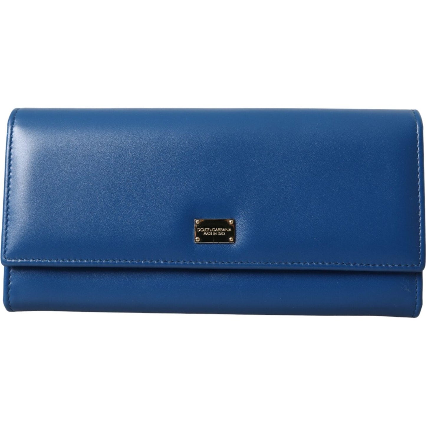 Dolce & Gabbana Blue Dauphine Leather Logo Plaque Continental Wallet Dolce & Gabbana