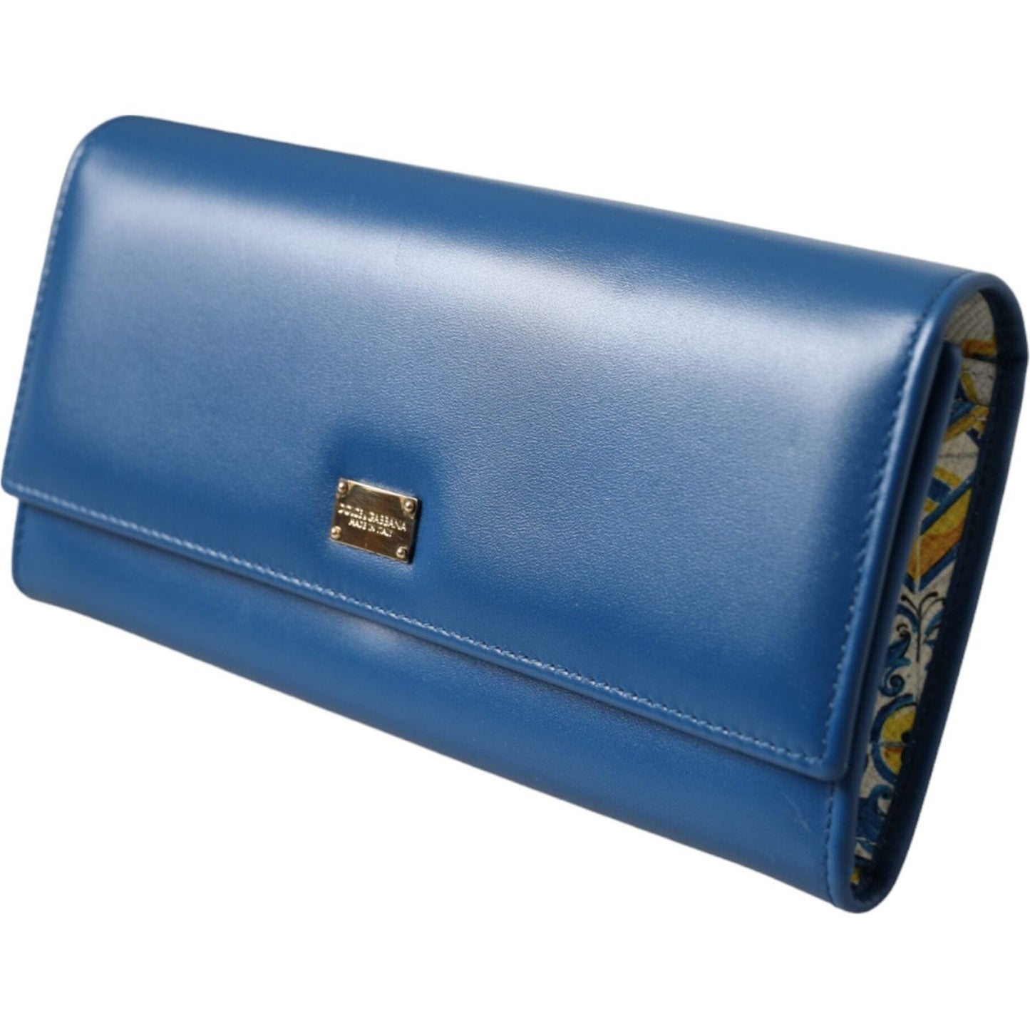 Dolce & Gabbana Blue Dauphine Leather Logo Plaque Continental Wallet Dolce & Gabbana