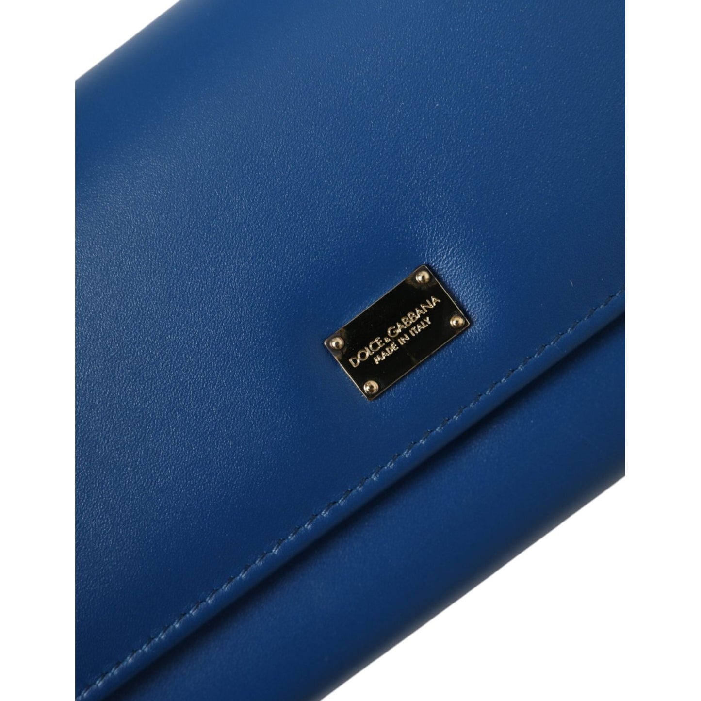 Dolce & Gabbana Blue Dauphine Leather Logo Plaque Continental Wallet Dolce & Gabbana