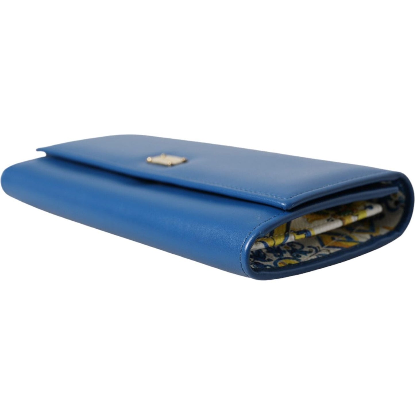 Dolce & Gabbana Blue Dauphine Leather Logo Plaque Continental Wallet Dolce & Gabbana