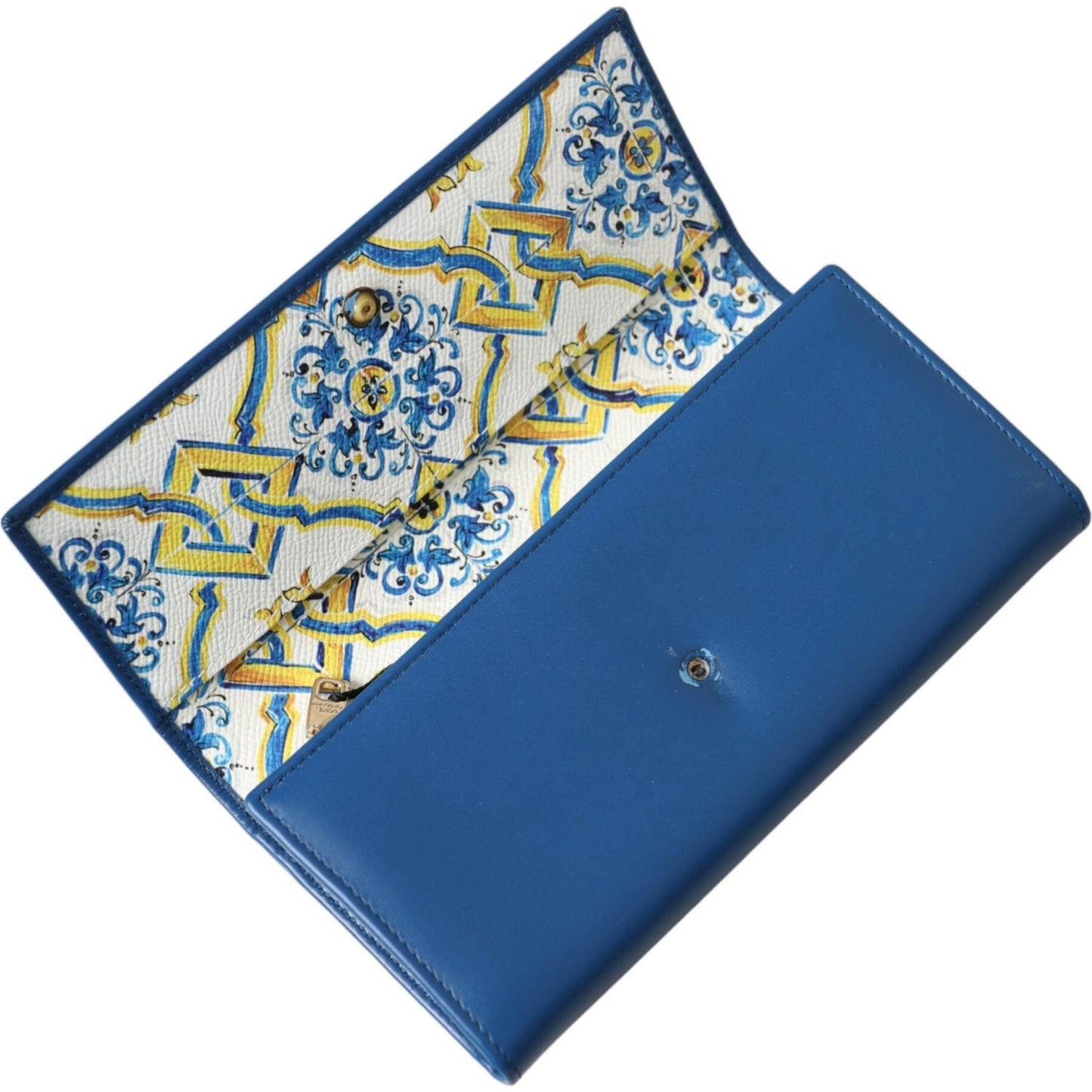 Dolce & Gabbana Blue Dauphine Leather Logo Plaque Continental Wallet Dolce & Gabbana