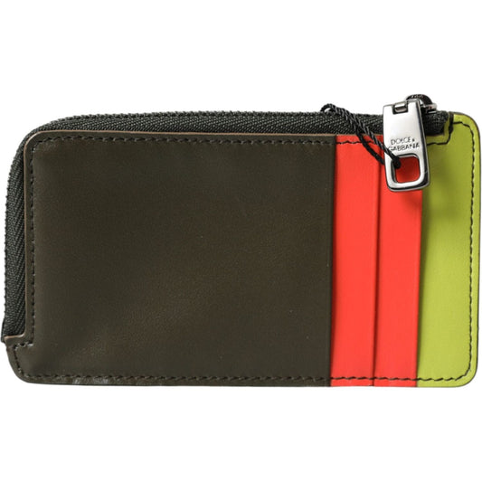 Dolce & Gabbana Multicolor Calfskin Leather Logo Card Holder Wallet Dolce & Gabbana