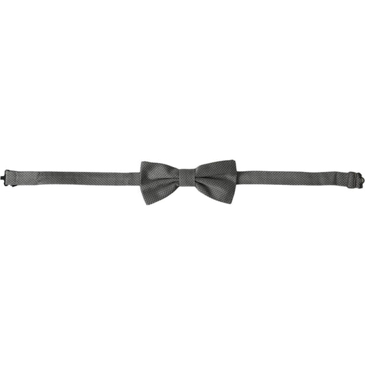 Dolce & Gabbana Gray Silk Patterned Adjustable Neck Men Bow Tie Dolce & Gabbana