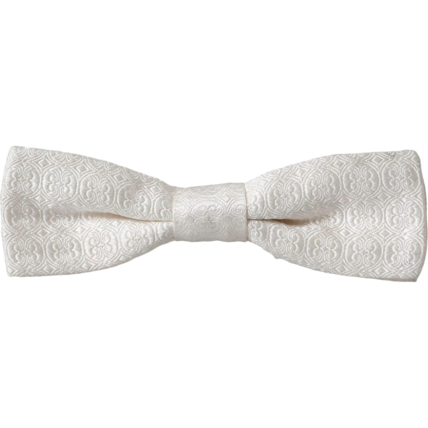 Dolce & Gabbana White Silk Patterned Adjustable Neck Men Papillon Bow Tie Dolce & Gabbana