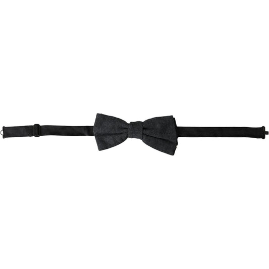 Dolce & Gabbana Dark Gray Silk Adjustable Neck Men Bow Tie Dolce & Gabbana