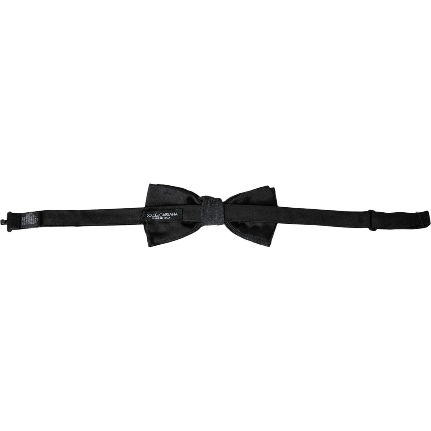 Dolce & Gabbana Dark Gray Silk Adjustable Neck Men Bow Tie Dolce & Gabbana