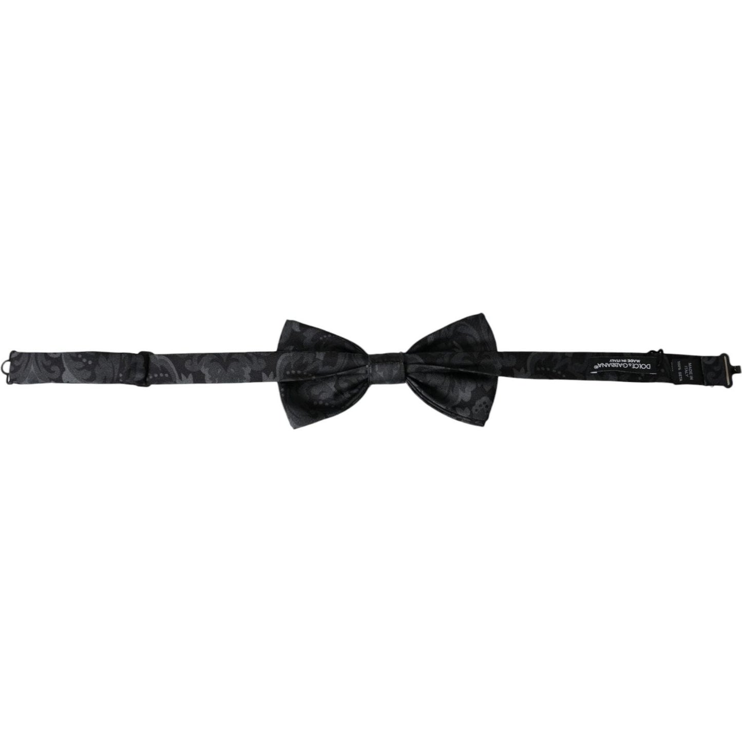 Dolce & Gabbana Dark Gray Silk Patterned Adjustable Men Bow Tie Dolce & Gabbana