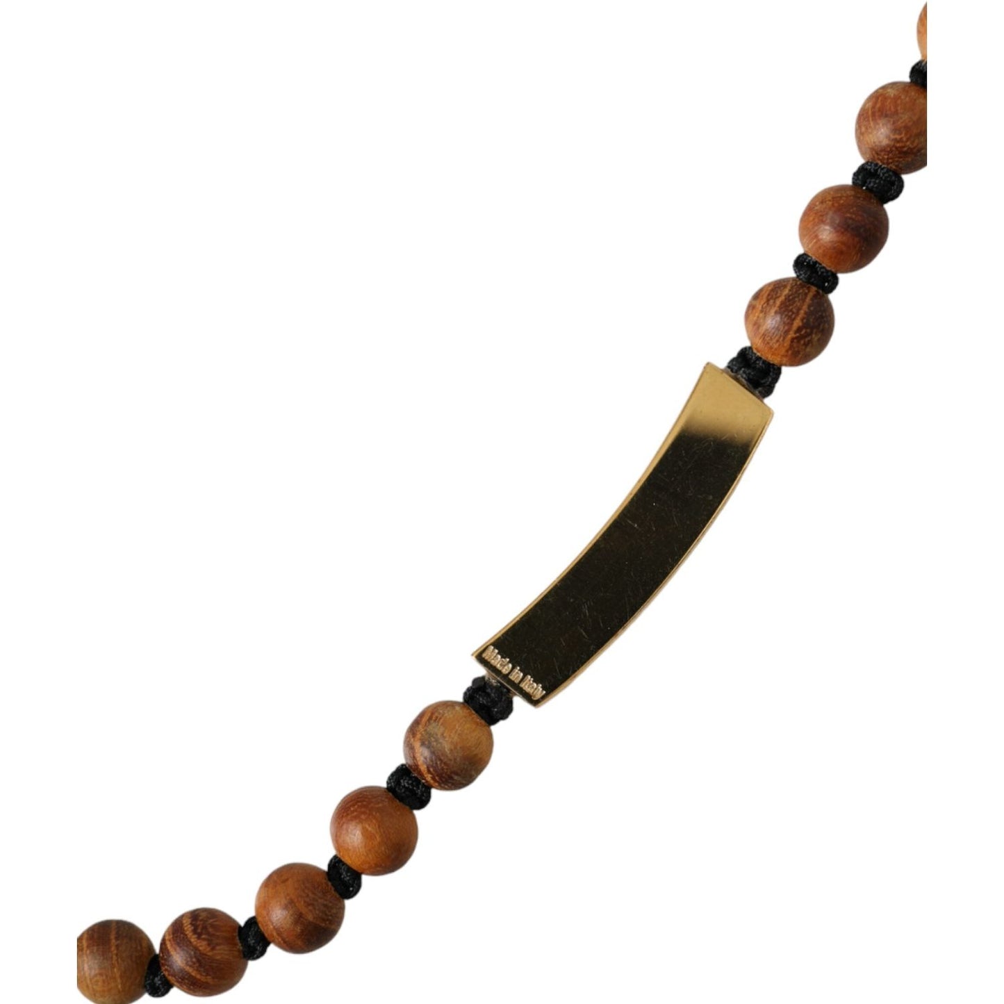 Dolce & Gabbana Black Gold Wooden Beaded Logo Pendant Necklace Dolce & Gabbana