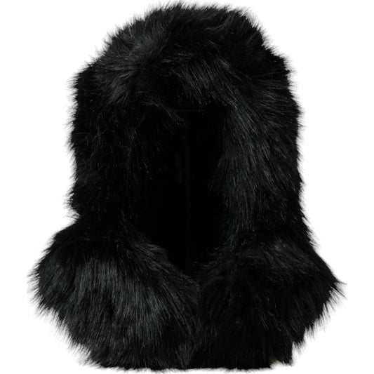 Dolce & Gabbana Black Faux Fur Whole Head Wrap Hat Dolce & Gabbana