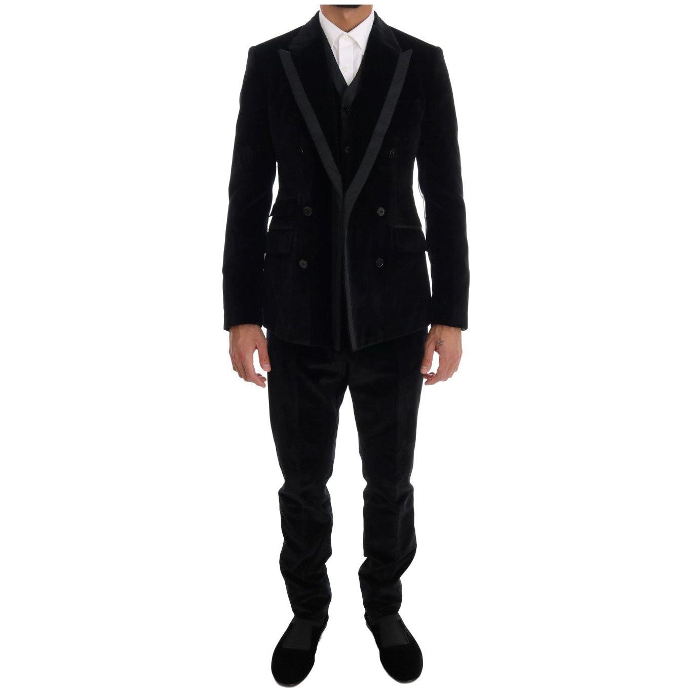 Dolce & Gabbana Elegant Black Slim Fit Three-Piece Suit Suit Dolce & Gabbana