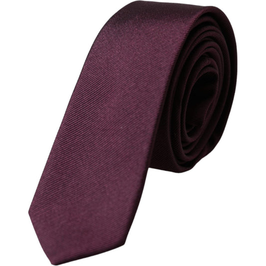 Dolce & Gabbana Bordeaux Solid 100% Silk Adjustable Men Tie Dolce & Gabbana