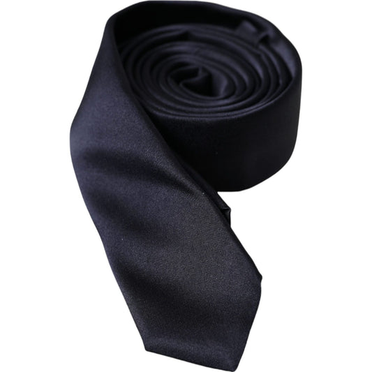 Dolce & Gabbana Dark Blue Solid Silk Adjustable Men Tie Dolce & Gabbana