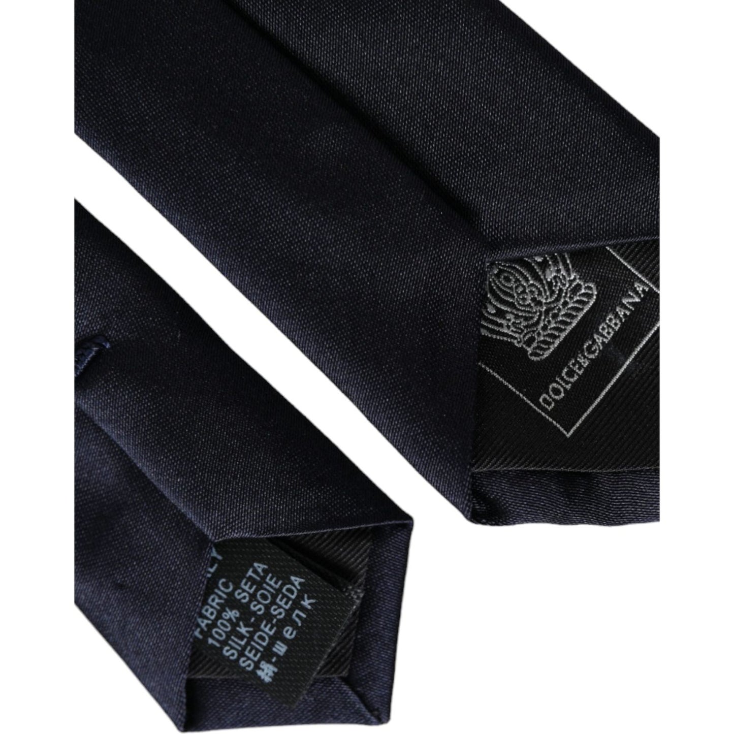 Dolce & Gabbana Dark Blue Solid Silk Adjustable Men Tie Dolce & Gabbana