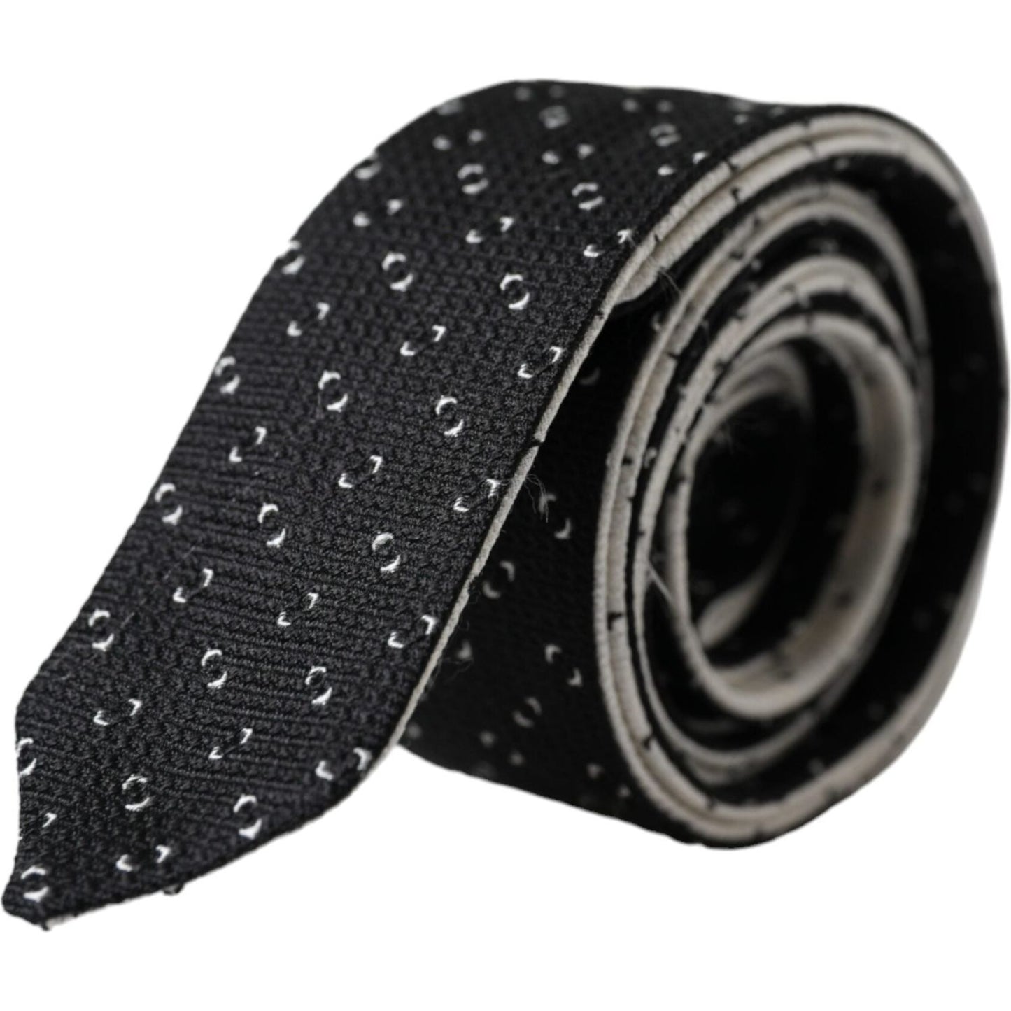 Dolce & Gabbana Black White Patterned Adjustable Tie Dolce & Gabbana