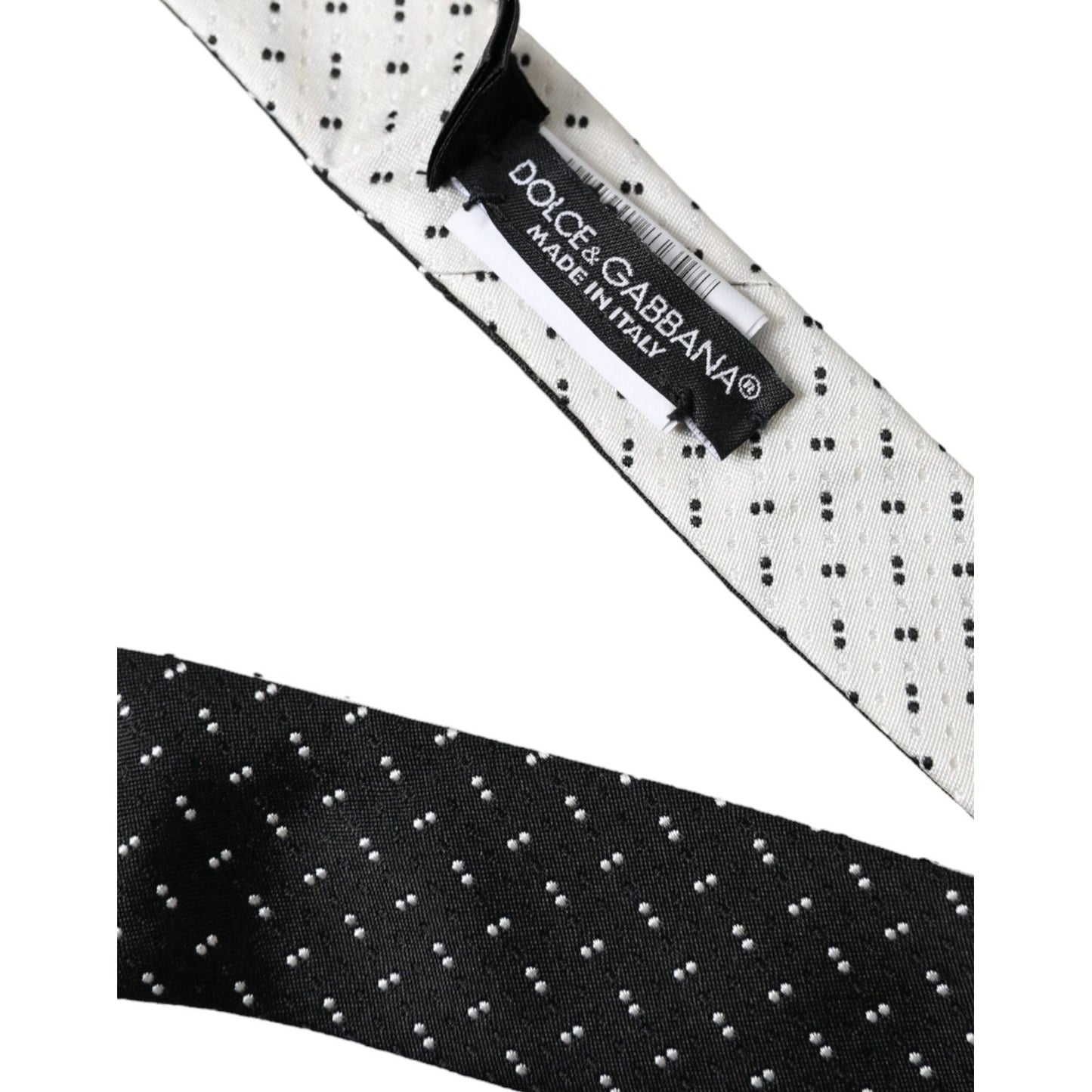 Dolce & Gabbana Black White Patterned Adjustable Tie Dolce & Gabbana