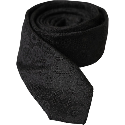 Dolce & Gabbana Black Fantasy 100% Silk Adjustable Tie Dolce & Gabbana