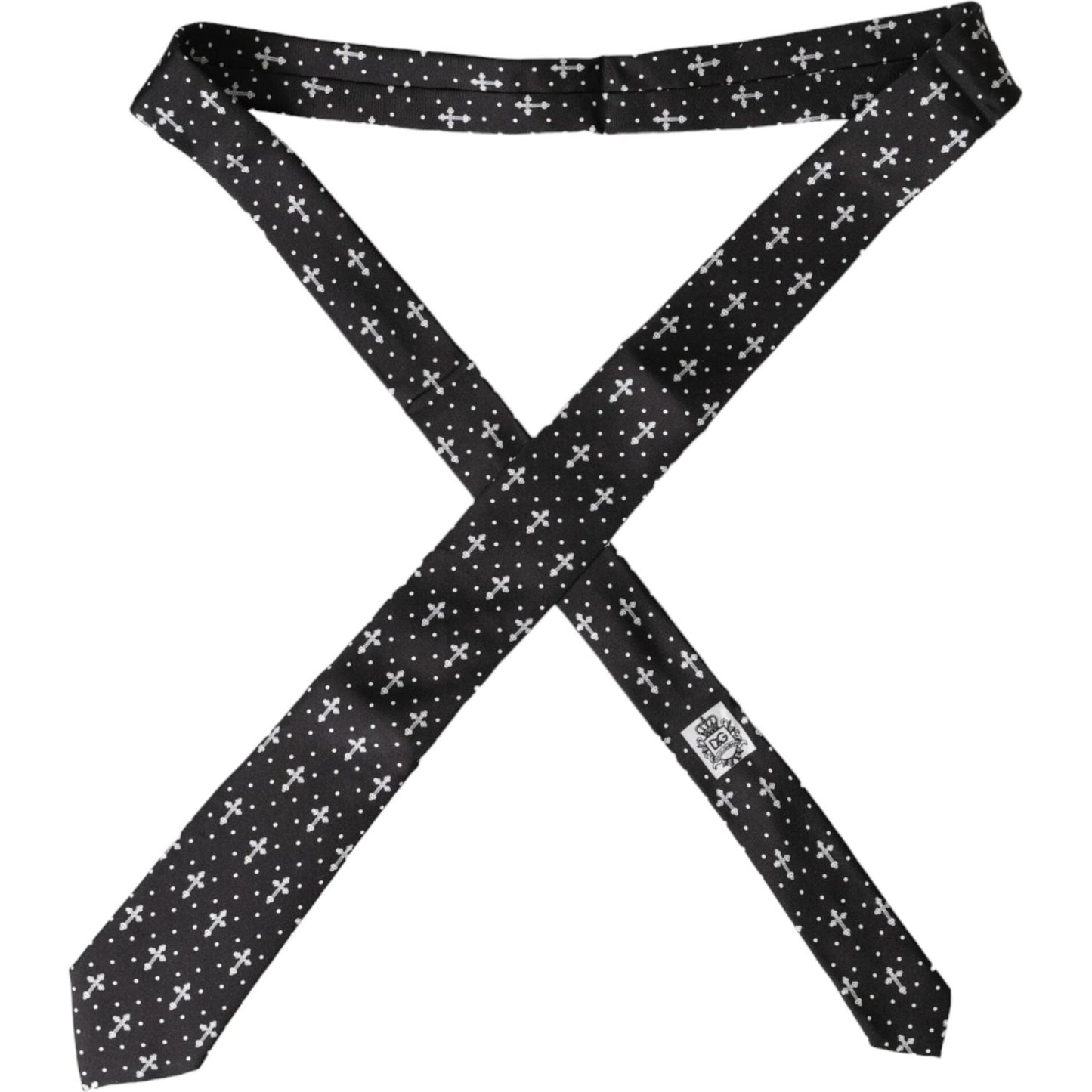 Dolce & Gabbana Black White Cross Silk Adjustable Tie Dolce & Gabbana